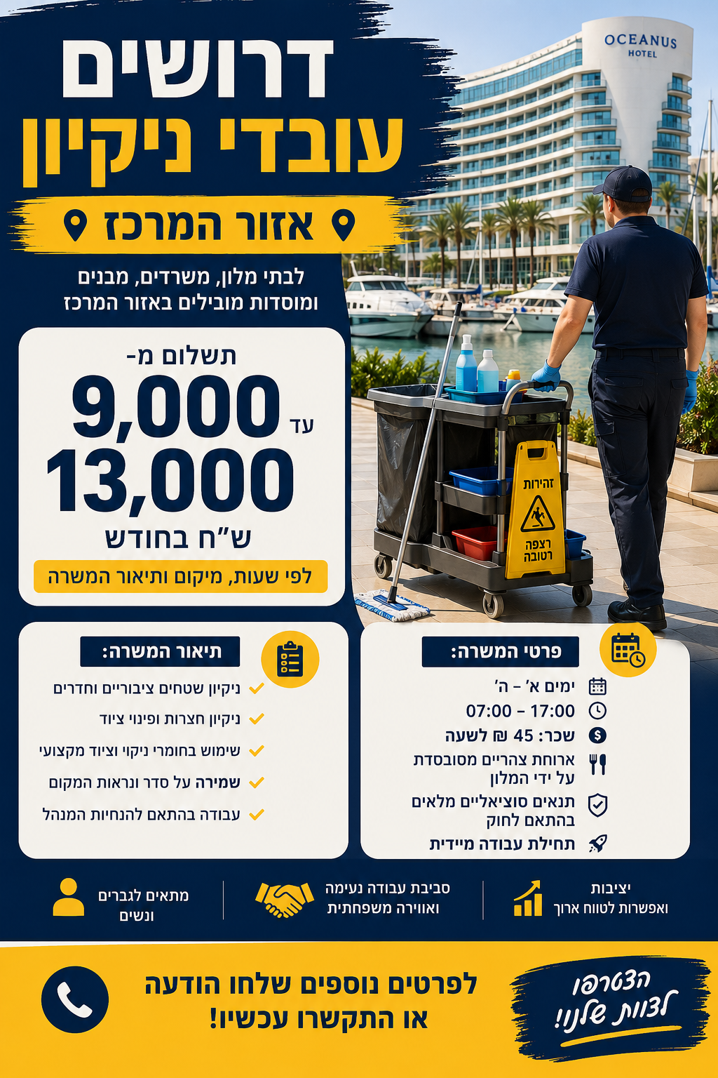 עובד/ת ניקיון למלון בהרצליה מרינה